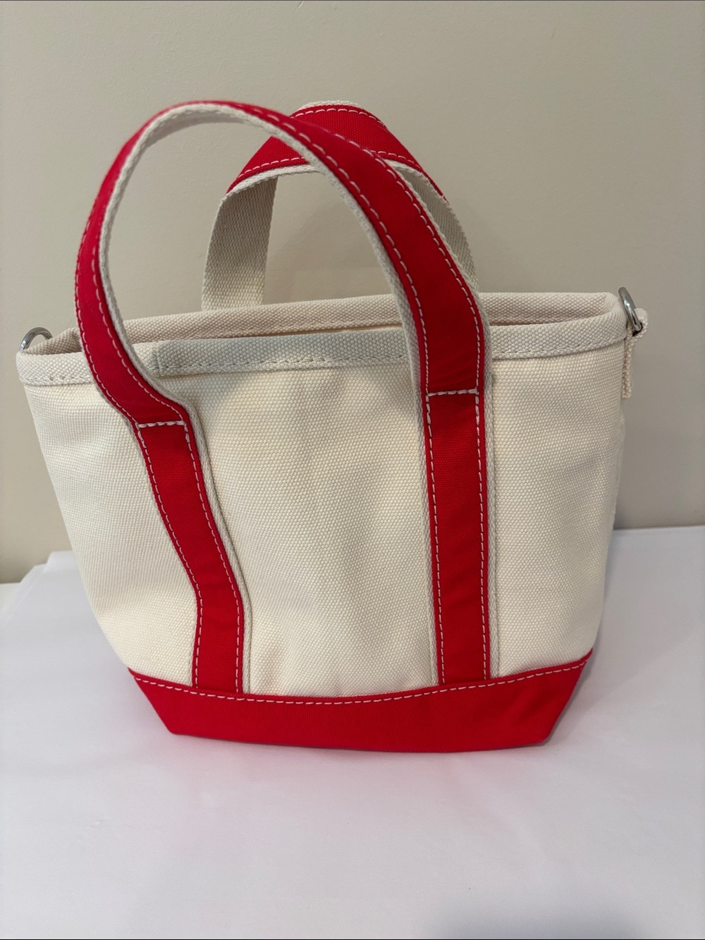 Lands' End Canvas Tote in Cream with Red Accents - Picture 2 of 5